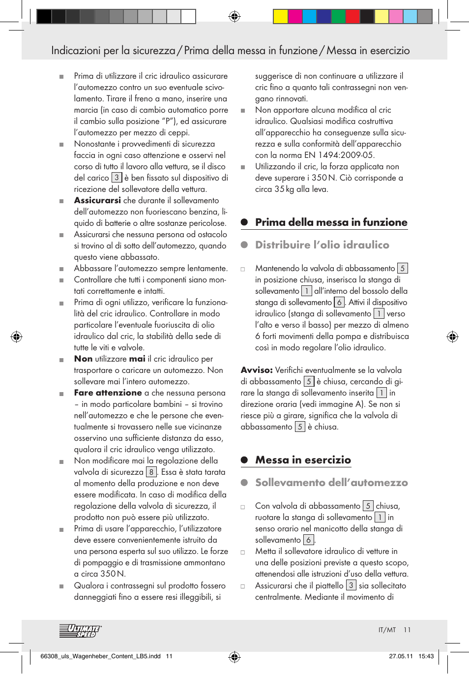 Messa in esercizio sollevamento dell’automezzo | Ultimate Speed Z29511 User Manual | Page 9 / 26