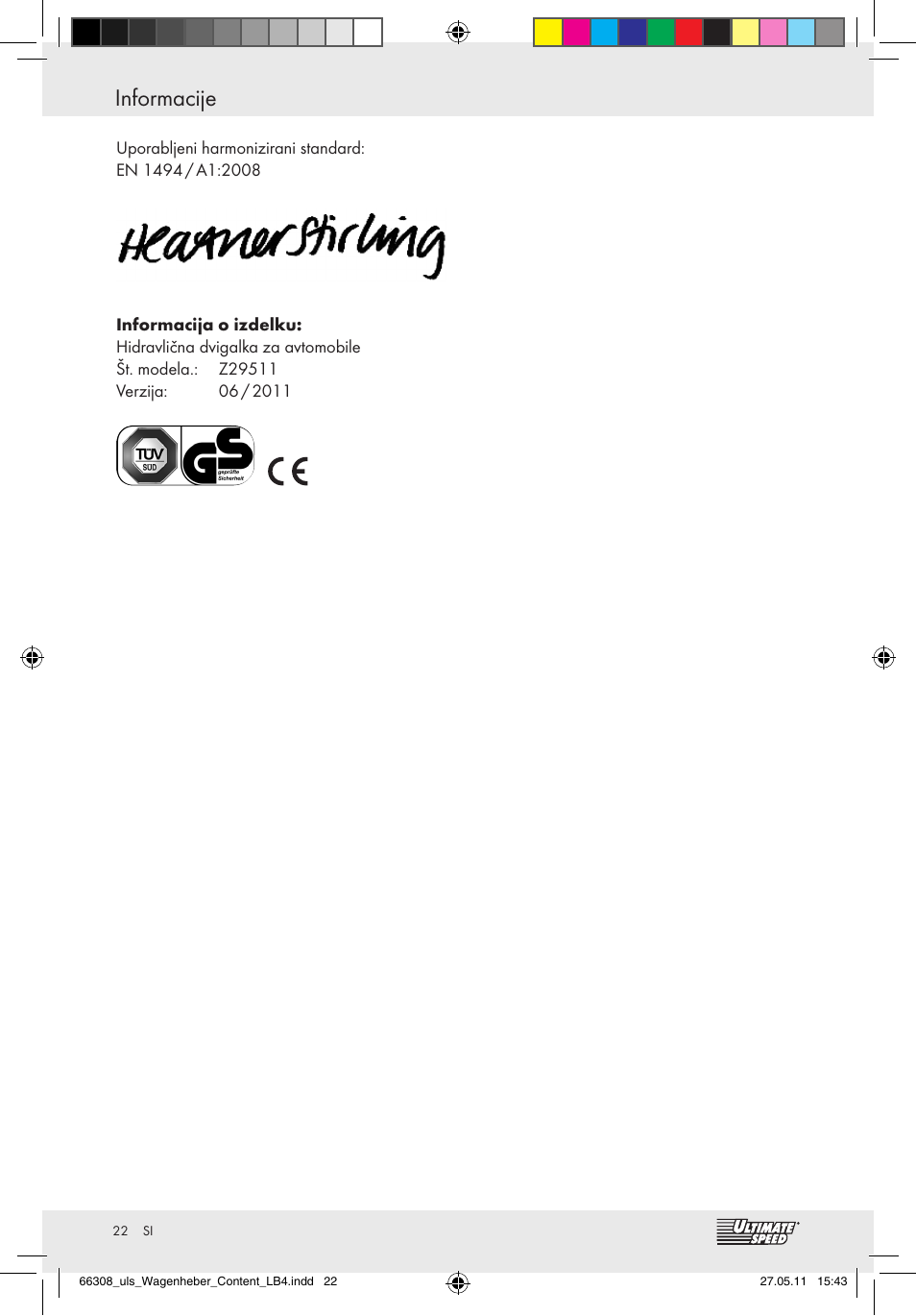 Informacije | Ultimate Speed Z29511 User Manual | Page 20 / 35
