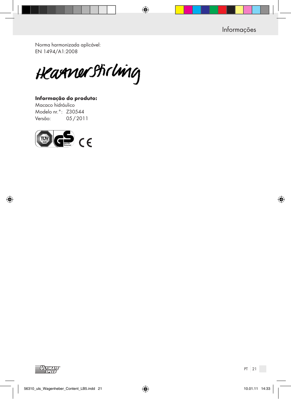Informações | Ultimate Speed Z30544 User Manual | Page 19 / 30