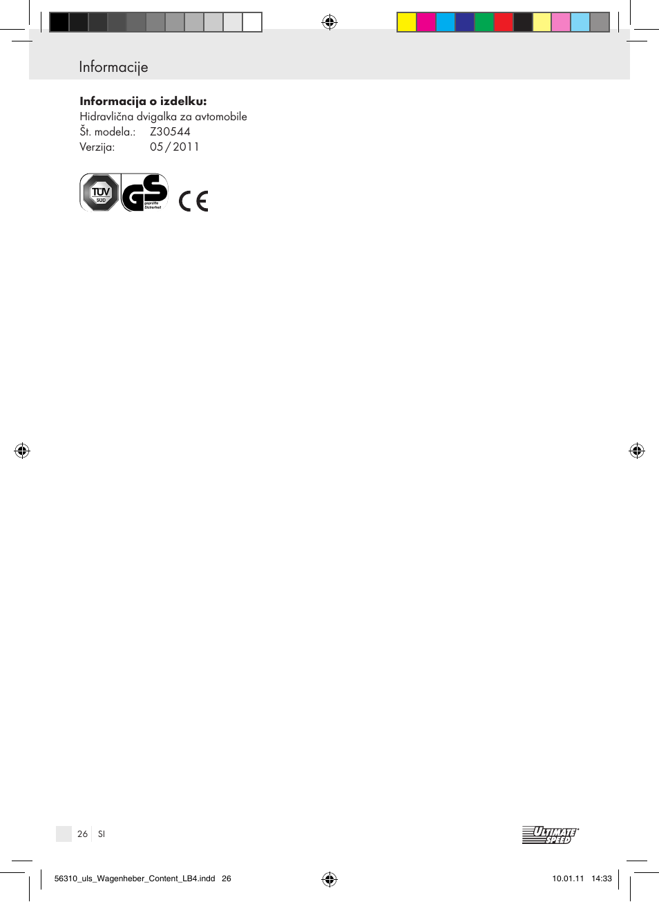 Informacije | Ultimate Speed Z30544 User Manual | Page 24 / 41