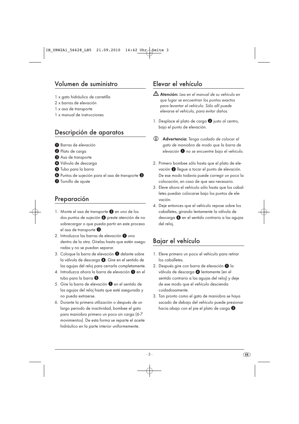 Volumen de suministro, Descripción de aparatos, Preparación | Elevar el vehículo, Bajar el vehículo | Ultimate Speed URW 2 A1 User Manual | Page 5 / 23