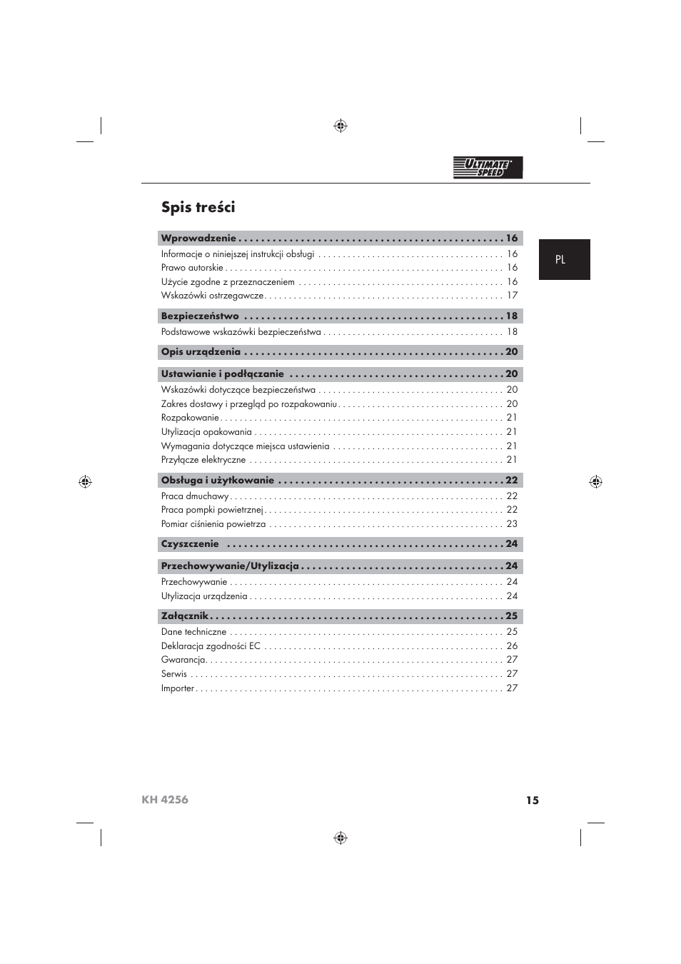 Ultimate Speed KH 4256 User Manual | Page 17 / 100