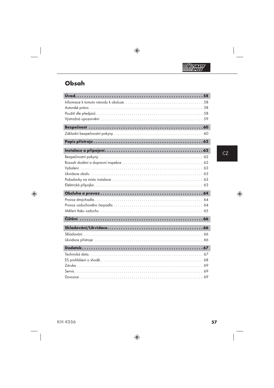 Ultimate Speed KH 4256 User Manual | Page 59 / 100