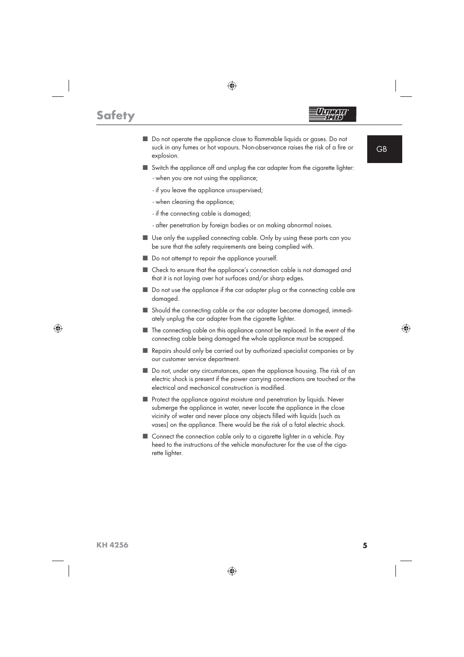 Safety | Ultimate Speed KH 4256 User Manual | Page 7 / 100