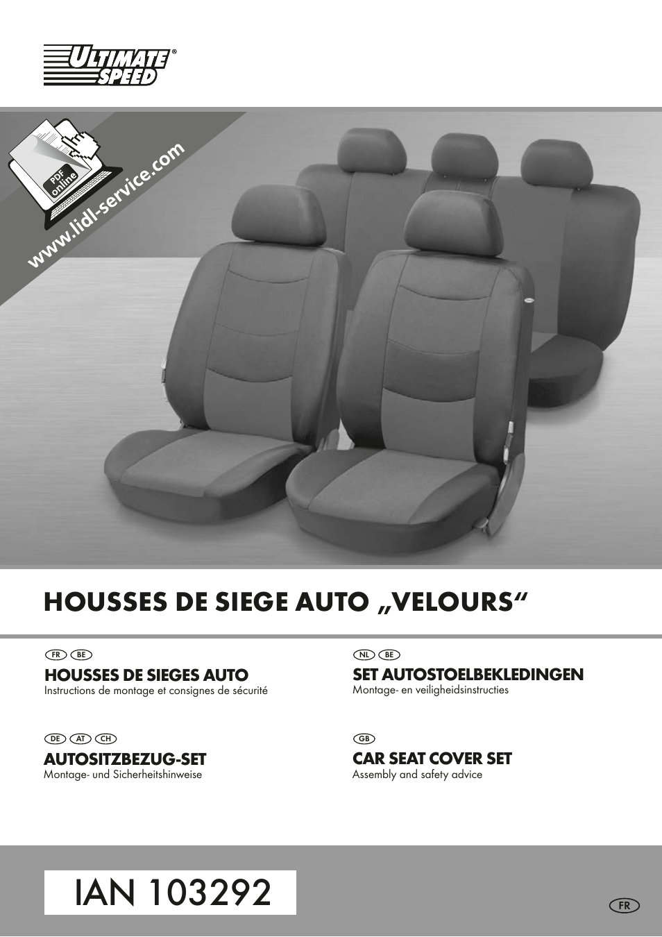 Ultimate Speed VELOUR CAR SEAT COVER SET User Manual | 13 pages