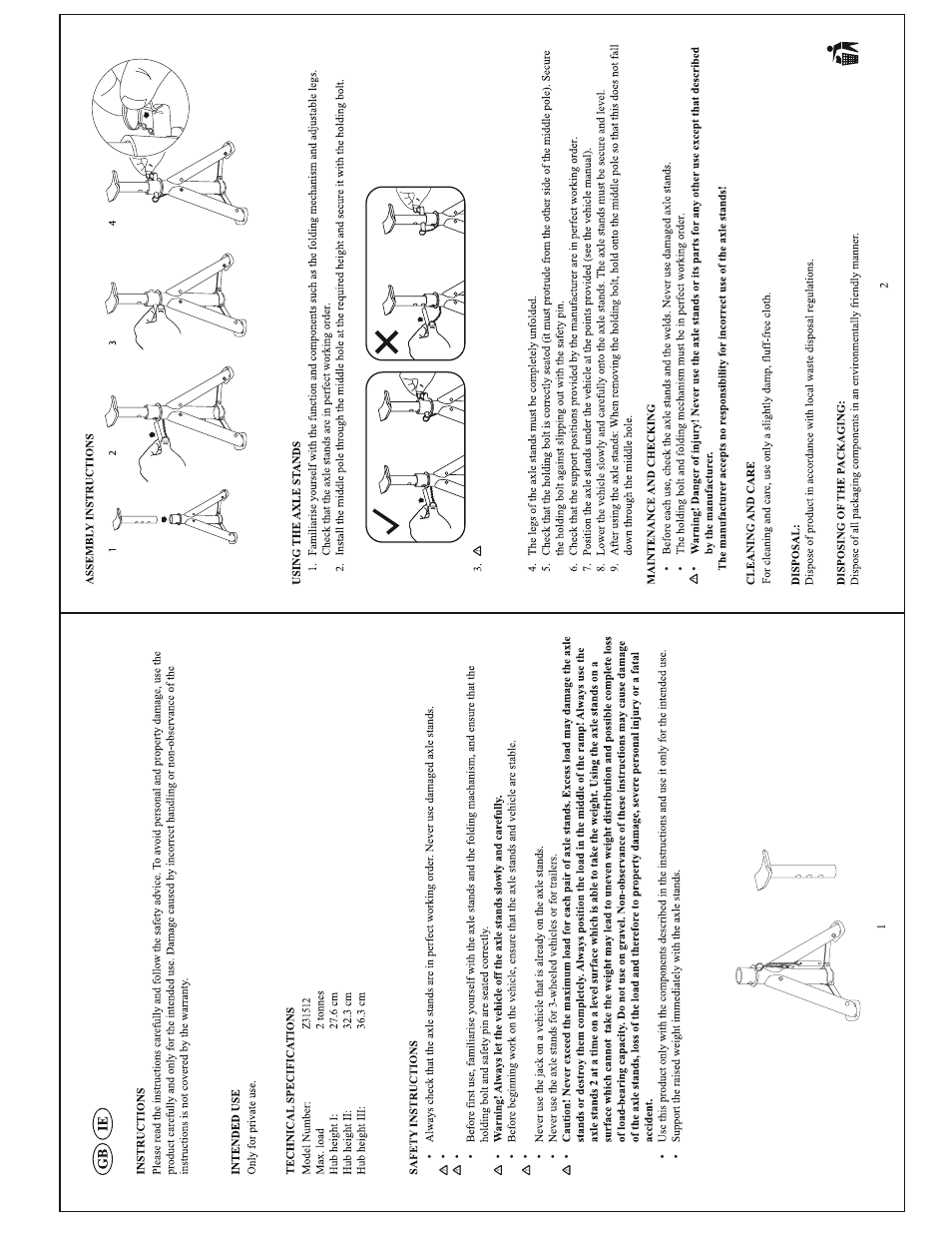 Axle st ands | Ultimate Speed Z31512 User Manual | Page 2 / 8