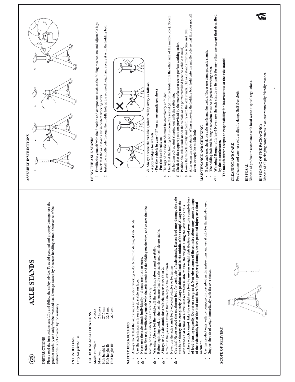 Axle st ands | Ultimate Speed Z31512 User Manual | Page 2 / 8