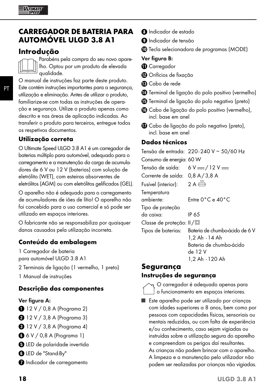 Segurança | Ultimate Speed ULGD 3.8 A1 User Manual | Page 21 / 43