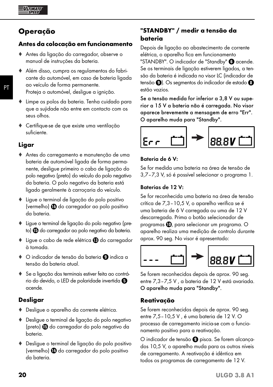 Operação | Ultimate Speed ULGD 3.8 A1 User Manual | Page 23 / 43