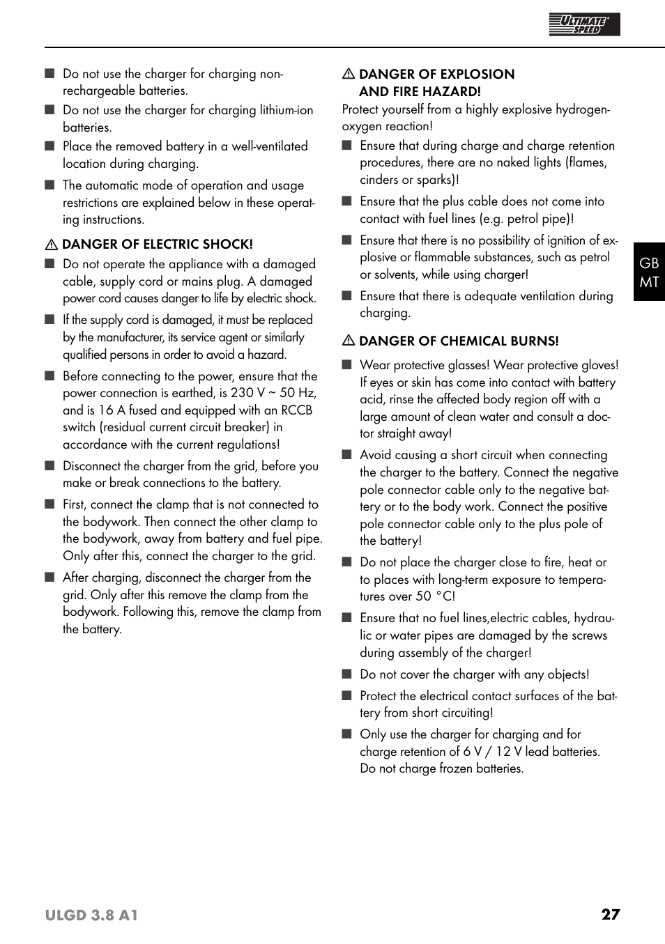 Ultimate Speed ULGD 3.8 A1 User Manual | Page 30 / 43