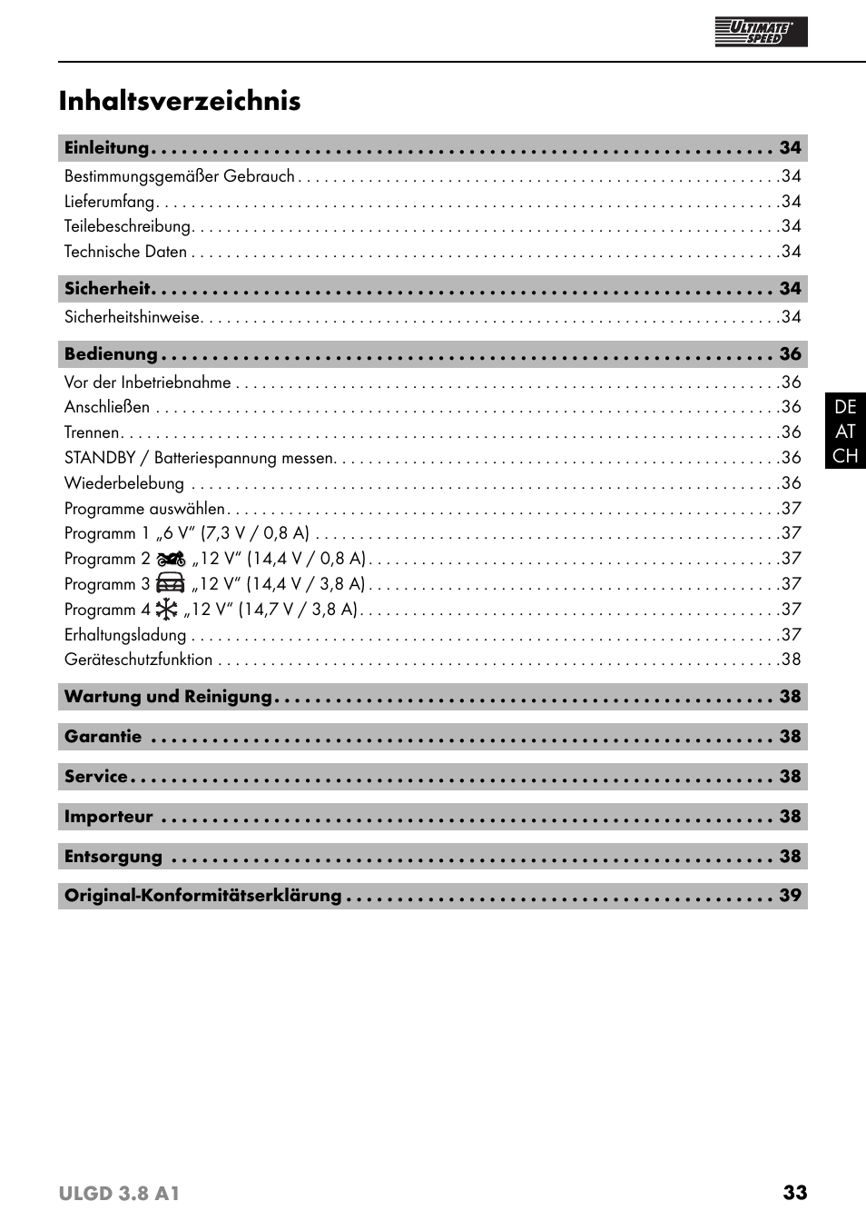 Ultimate Speed ULGD 3.8 A1 User Manual | Page 36 / 43