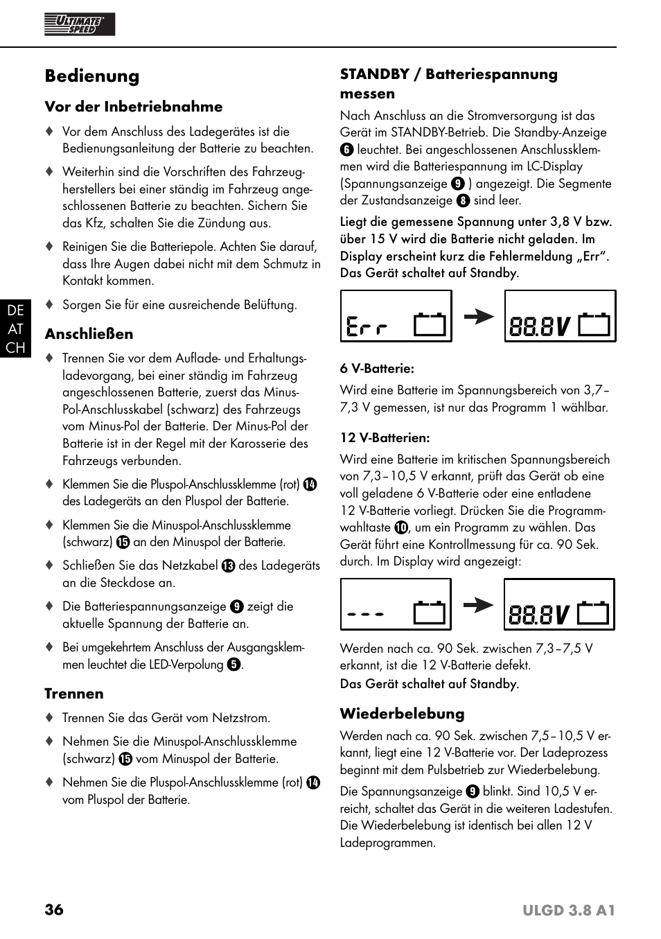 Bedienung | Ultimate Speed ULGD 3.8 A1 User Manual | Page 39 / 43