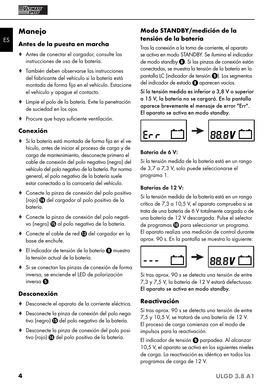 Manejo | Ultimate Speed ULGD 3.8 A1 User Manual | Page 7 / 43