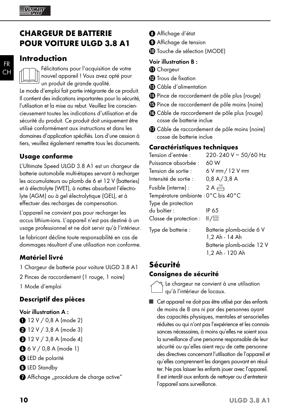 Sécurité | Ultimate Speed ULGD 3.8 A1 User Manual | Page 13 / 35