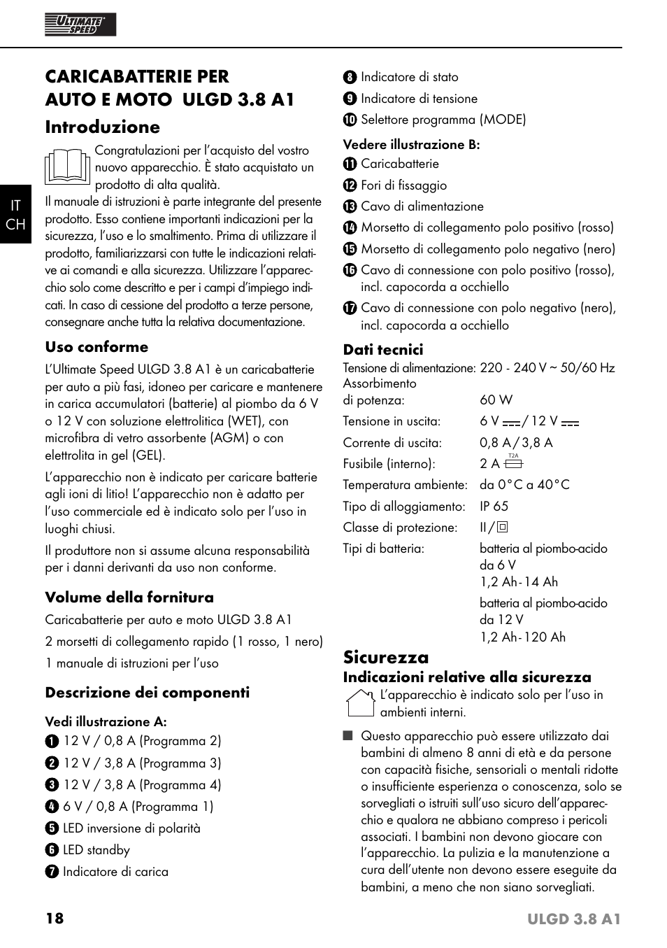 Sicurezza | Ultimate Speed ULGD 3.8 A1 User Manual | Page 21 / 35