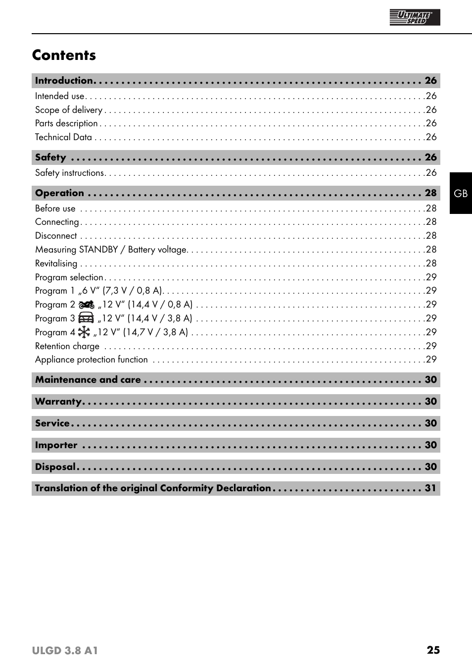 Ultimate Speed ULGD 3.8 A1 User Manual | Page 28 / 35