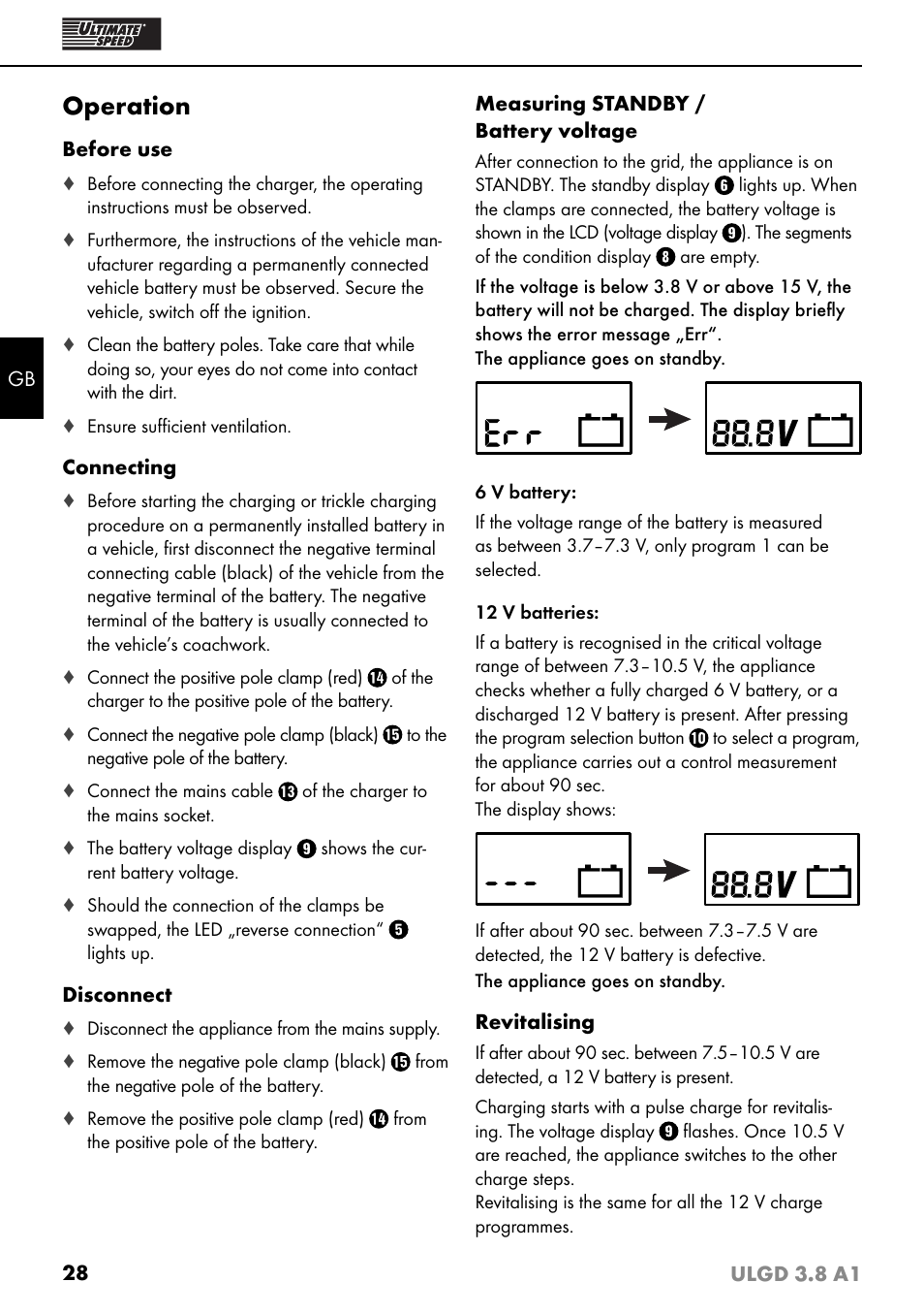 Operation | Ultimate Speed ULGD 3.8 A1 User Manual | Page 31 / 35