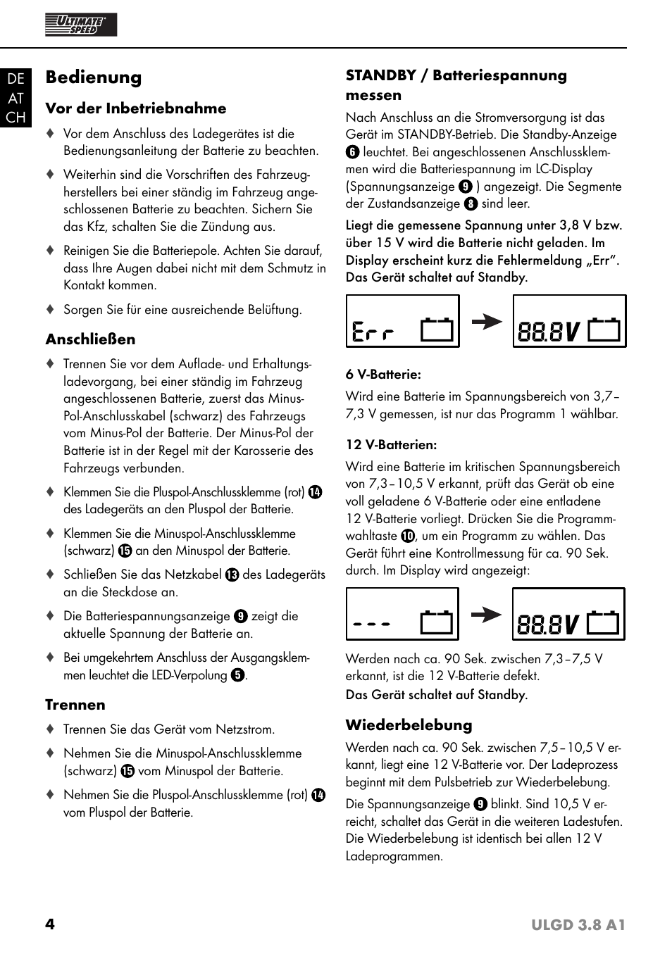 Bedienung | Ultimate Speed ULGD 3.8 A1 User Manual | Page 7 / 35