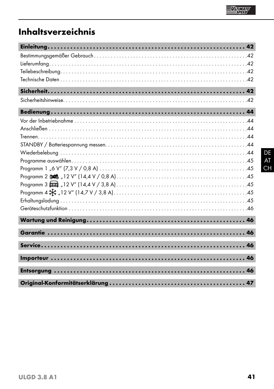 Ultimate Speed ULGD 3.8 A1 User Manual | Page 44 / 51