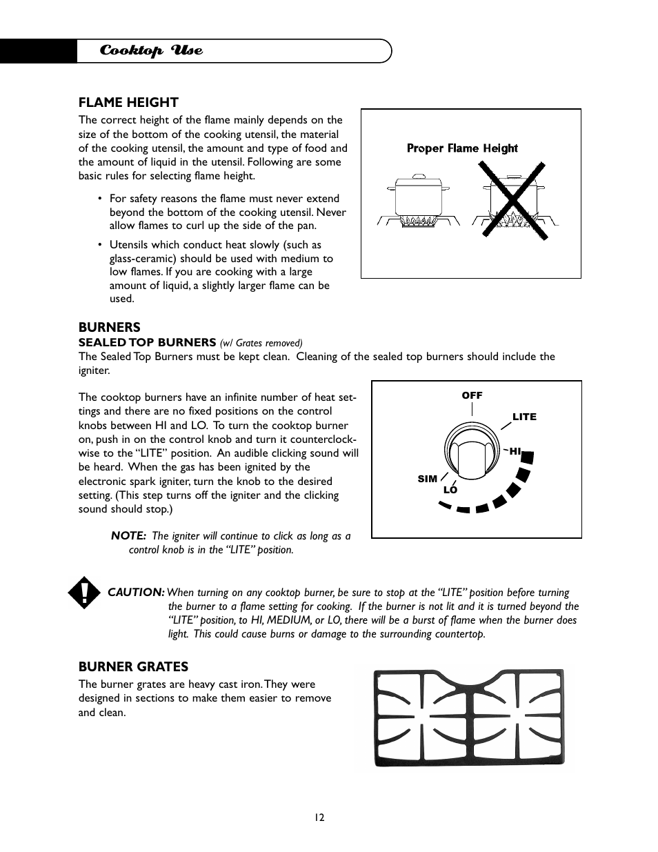 Cooktop use | DCS I RGSC-305BK User Manual | Page 13 / 34