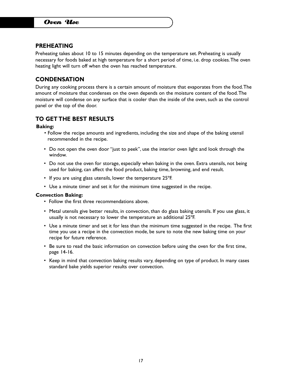 Oven use | DCS I RGSC-305BK User Manual | Page 18 / 34