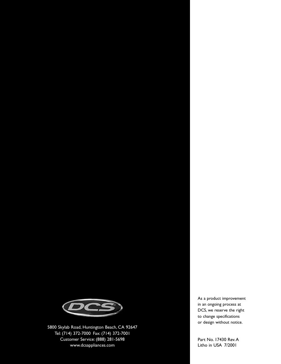 DCS I RGSC-305BK User Manual | Page 34 / 34