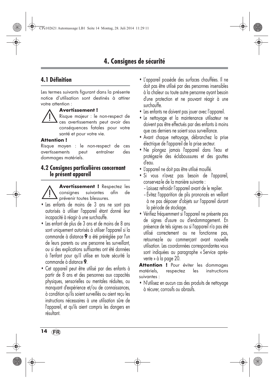 Consignes de sécurité | Ultimate Speed UAMM 12 A1 User Manual | Page 16 / 42