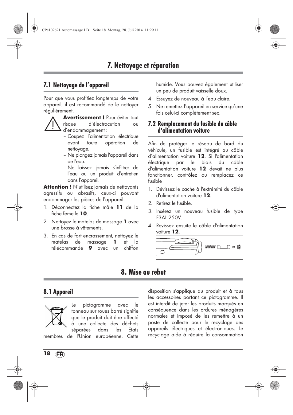 Nettoyage et réparation, Mise au rebut, 1 nettoyage de l’appareil | 1 appareil | Ultimate Speed UAMM 12 A1 User Manual | Page 20 / 42