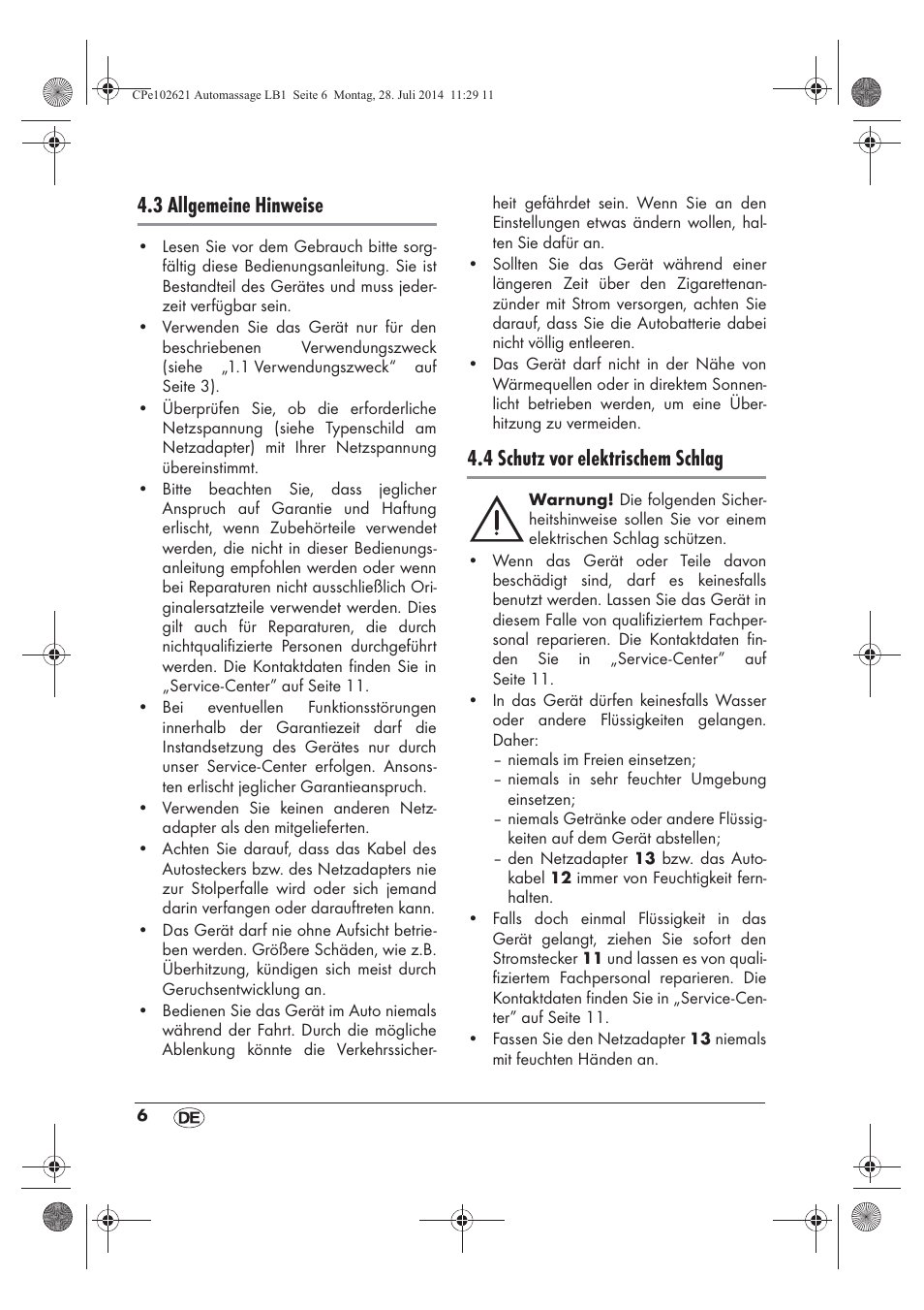 3 allgemeine hinweise, 4 schutz vor elektrischem schlag | Ultimate Speed UAMM 12 A1 User Manual | Page 8 / 42