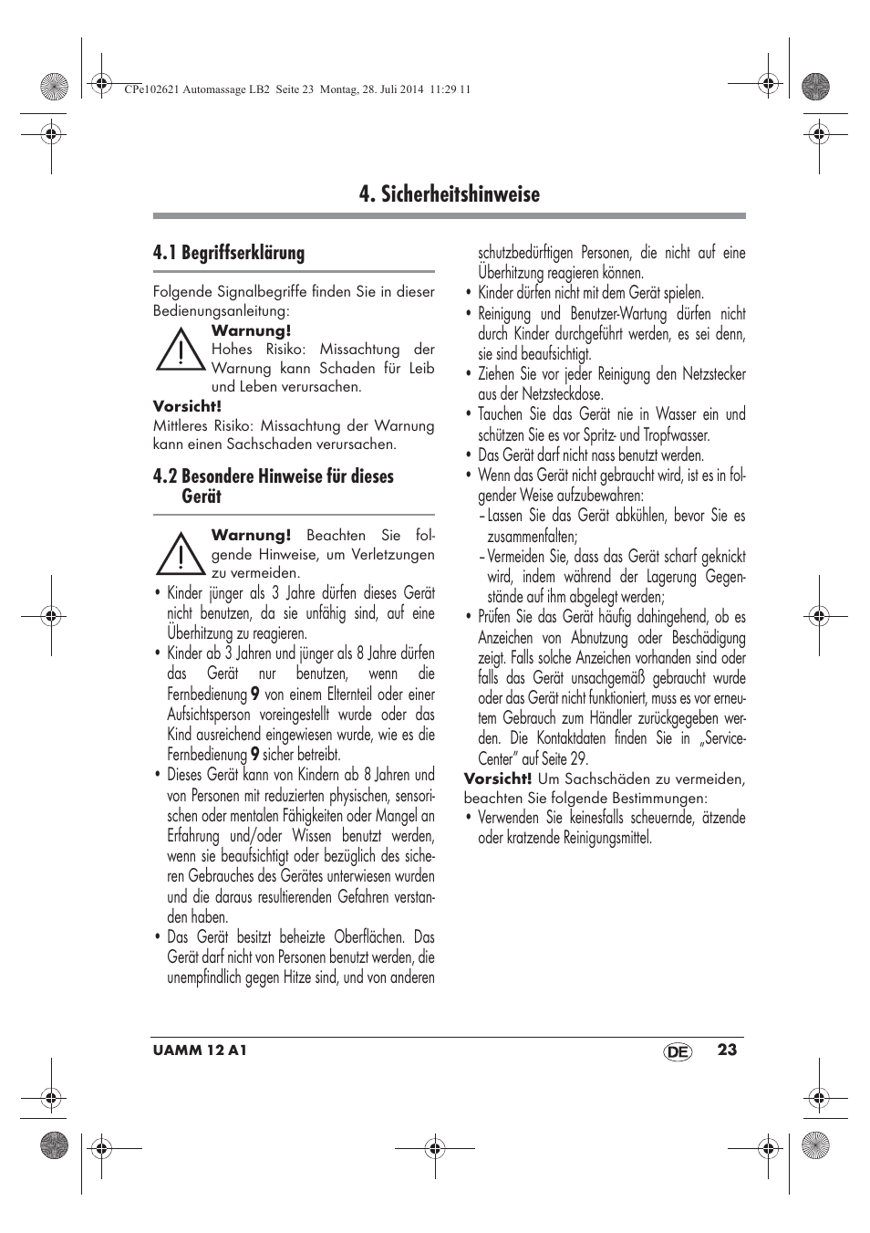 Sicherheitshinweise | Ultimate Speed UAMM 12 A1 User Manual | Page 25 / 42