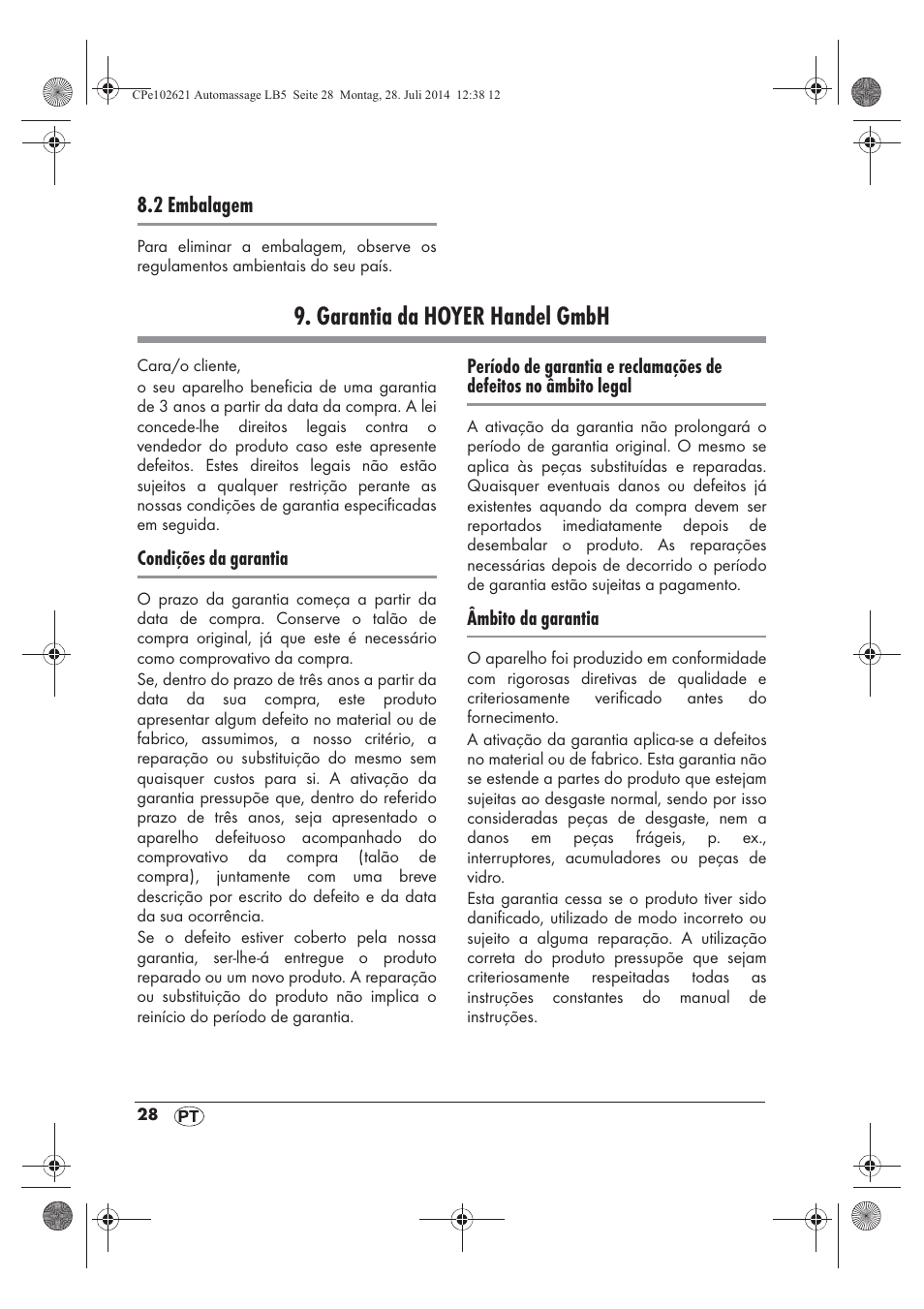 Garantia da hoyer handel gmbh | Ultimate Speed UAMM 12 A1 User Manual | Page 30 / 50