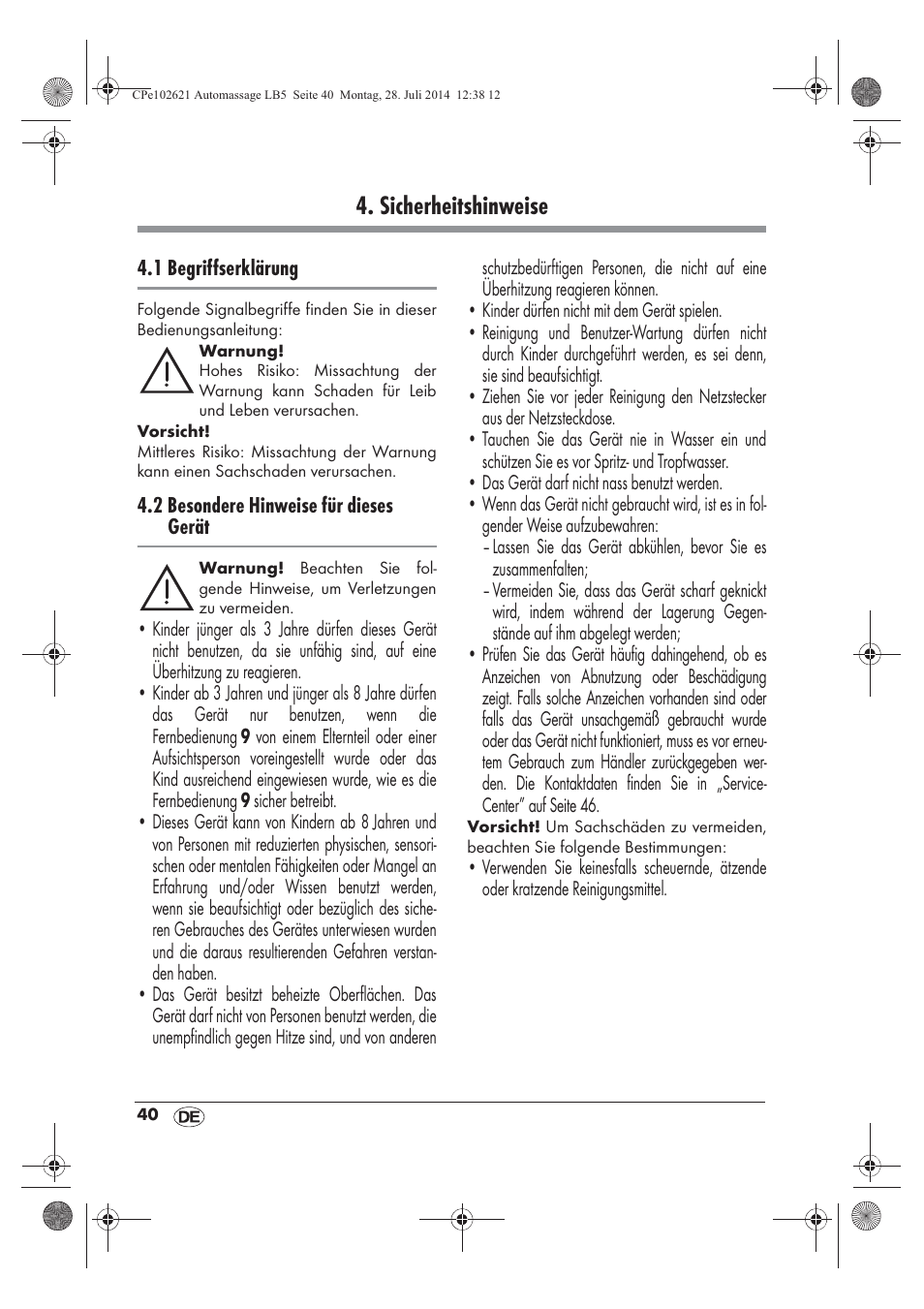 Sicherheitshinweise | Ultimate Speed UAMM 12 A1 User Manual | Page 42 / 50