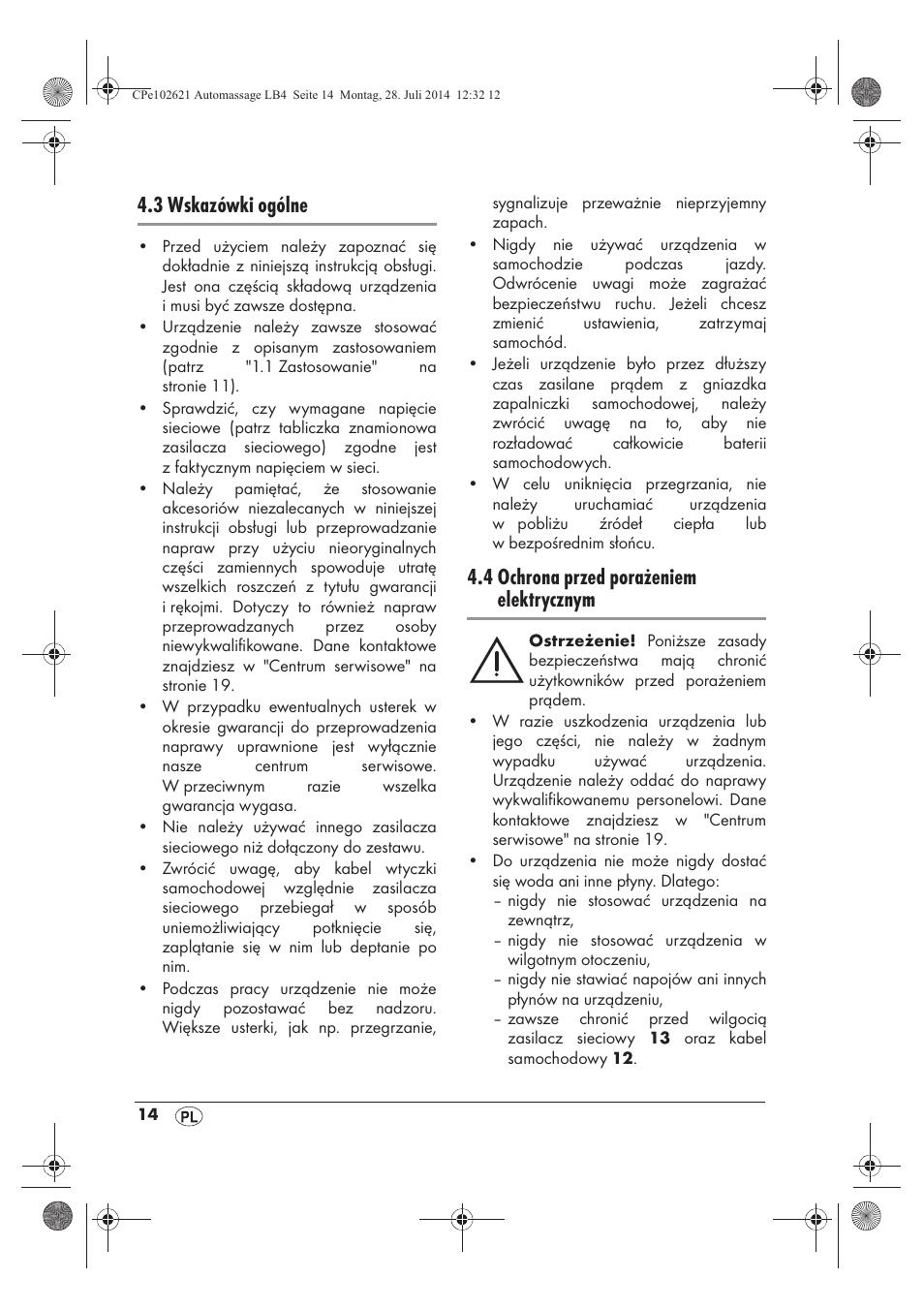 3 wskazówki ogólne, 4 ochrona przed porażeniem elektrycznym | Ultimate Speed UAMM 12 A1 User Manual | Page 16 / 66