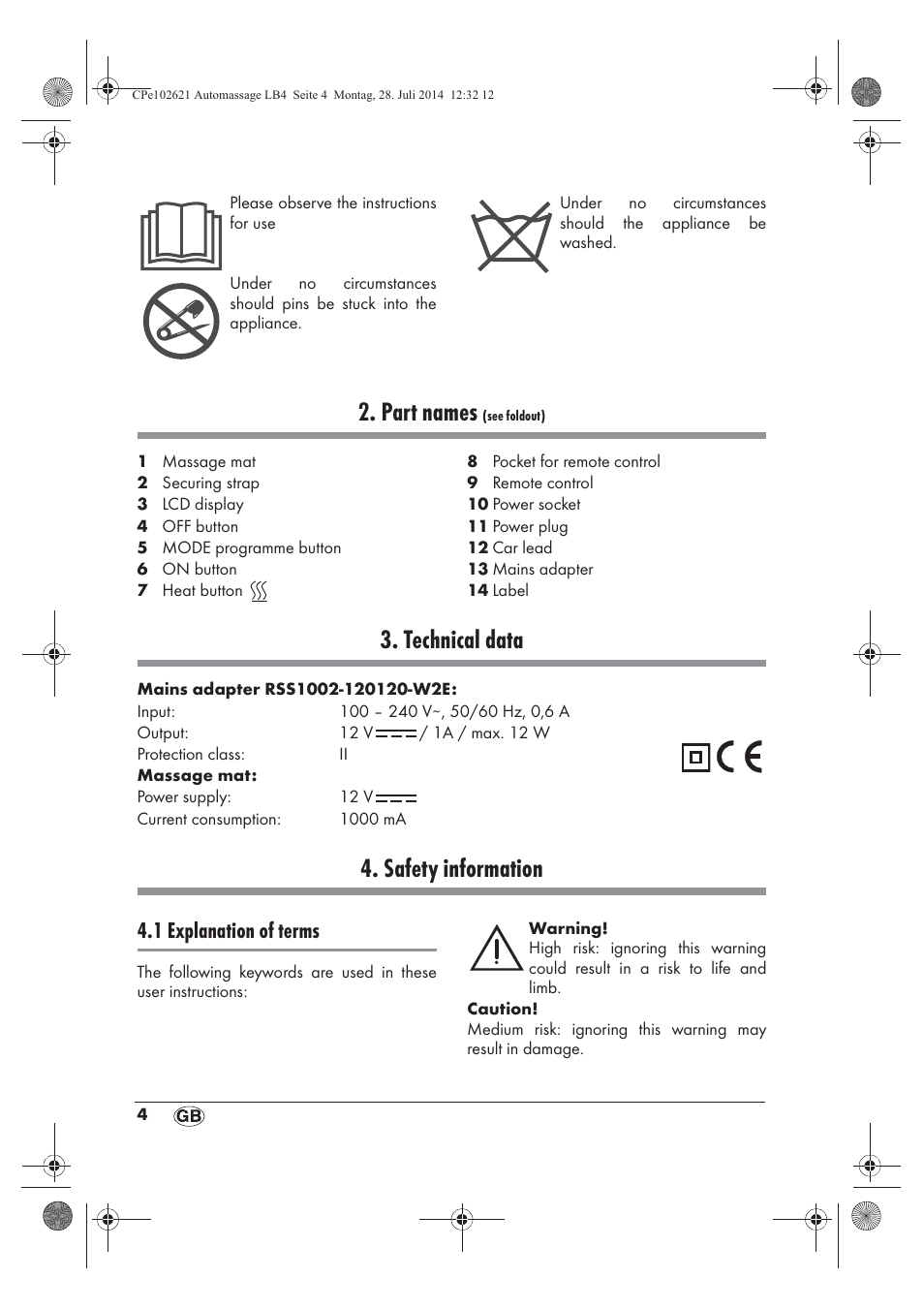 Part names, Technical data, Safety information | 1 explanation of terms | Ultimate Speed UAMM 12 A1 User Manual | Page 6 / 66