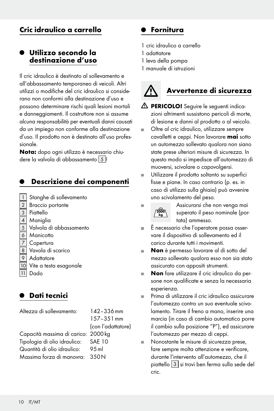 Descrizione dei componenti, Dati tecnici, Fornitura | Avvertenze di sicurezza | Ultimate Speed Z32196 User Manual | Page 10 / 29