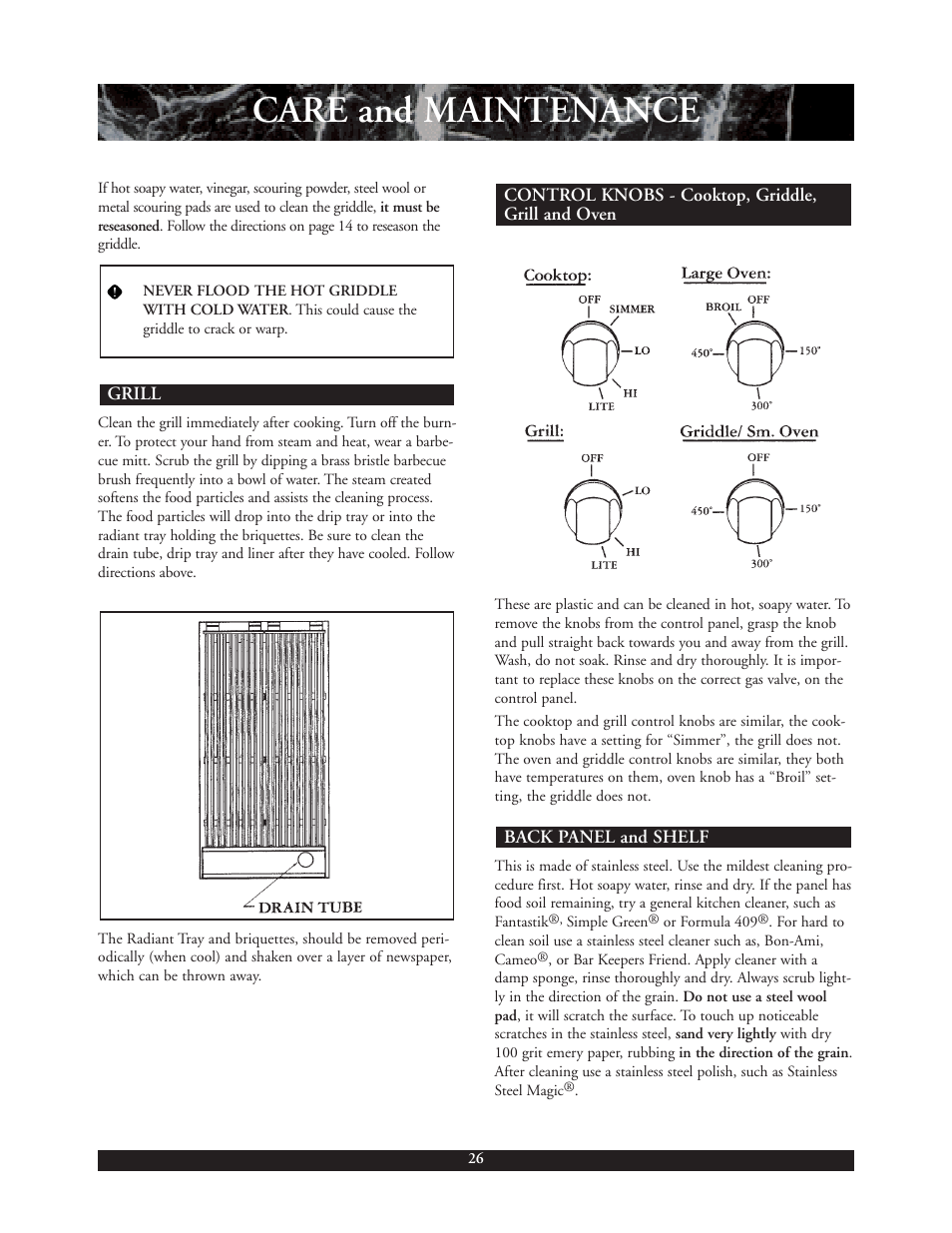 Care and maintenance | DCS 30 inch User Manual | Page 27 / 31