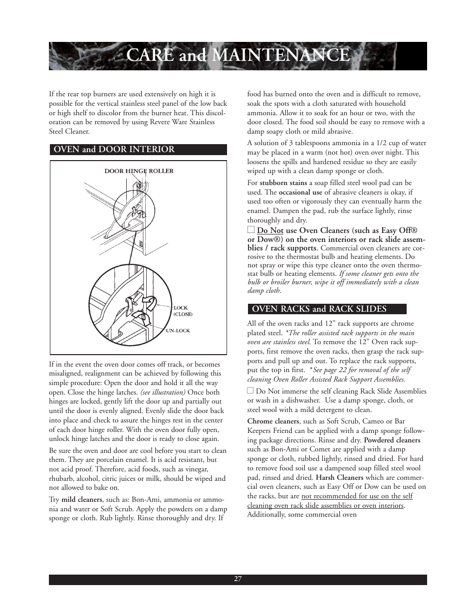 Care and maintenance | DCS 30 inch User Manual | Page 28 / 31