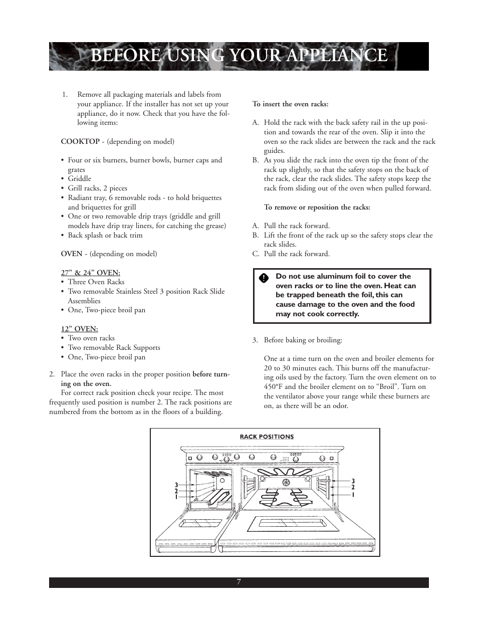 Before using your appliance | DCS 30 inch User Manual | Page 8 / 31
