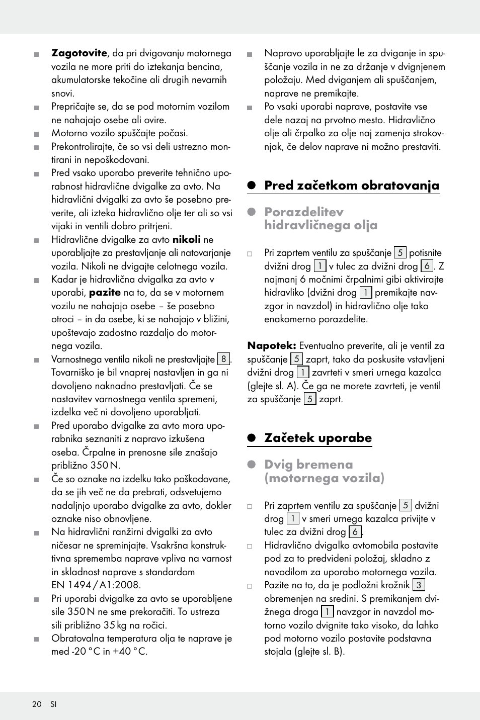 Začetek uporabe dvig bremena (motornega vozila) | Ultimate Speed Z32196 User Manual | Page 20 / 37