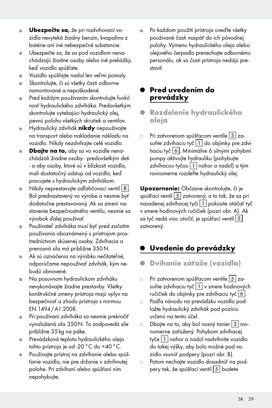 Uvedenie do prevádzky dvíhanie záťaže (vozidla) | Ultimate Speed Z32196 User Manual | Page 29 / 37