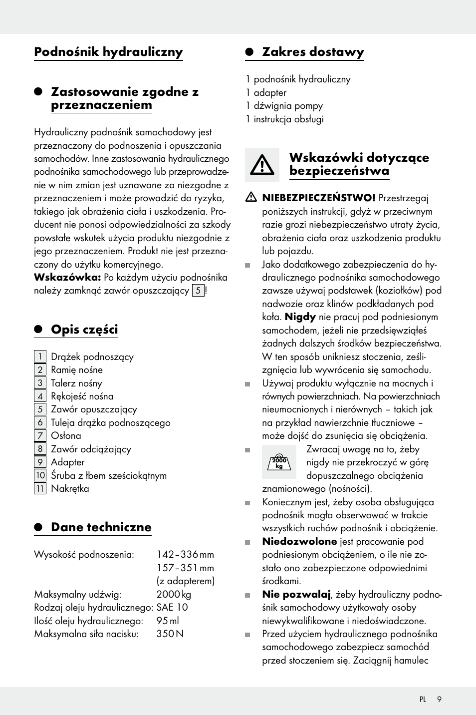 Opis części, Dane techniczne, Zakres dostawy | Wskazówki dotyczące bezpieczeństwa | Ultimate Speed Z32196 User Manual | Page 9 / 37