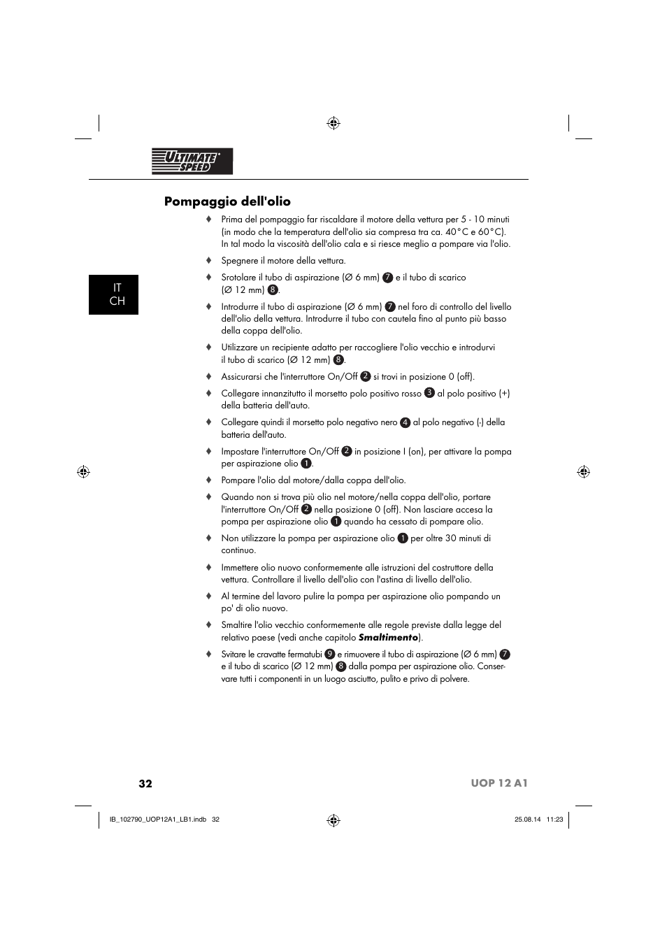 Pompaggio dell'olio, It ch | Ultimate Speed UOP 12 A1 User Manual | Page 35 / 52