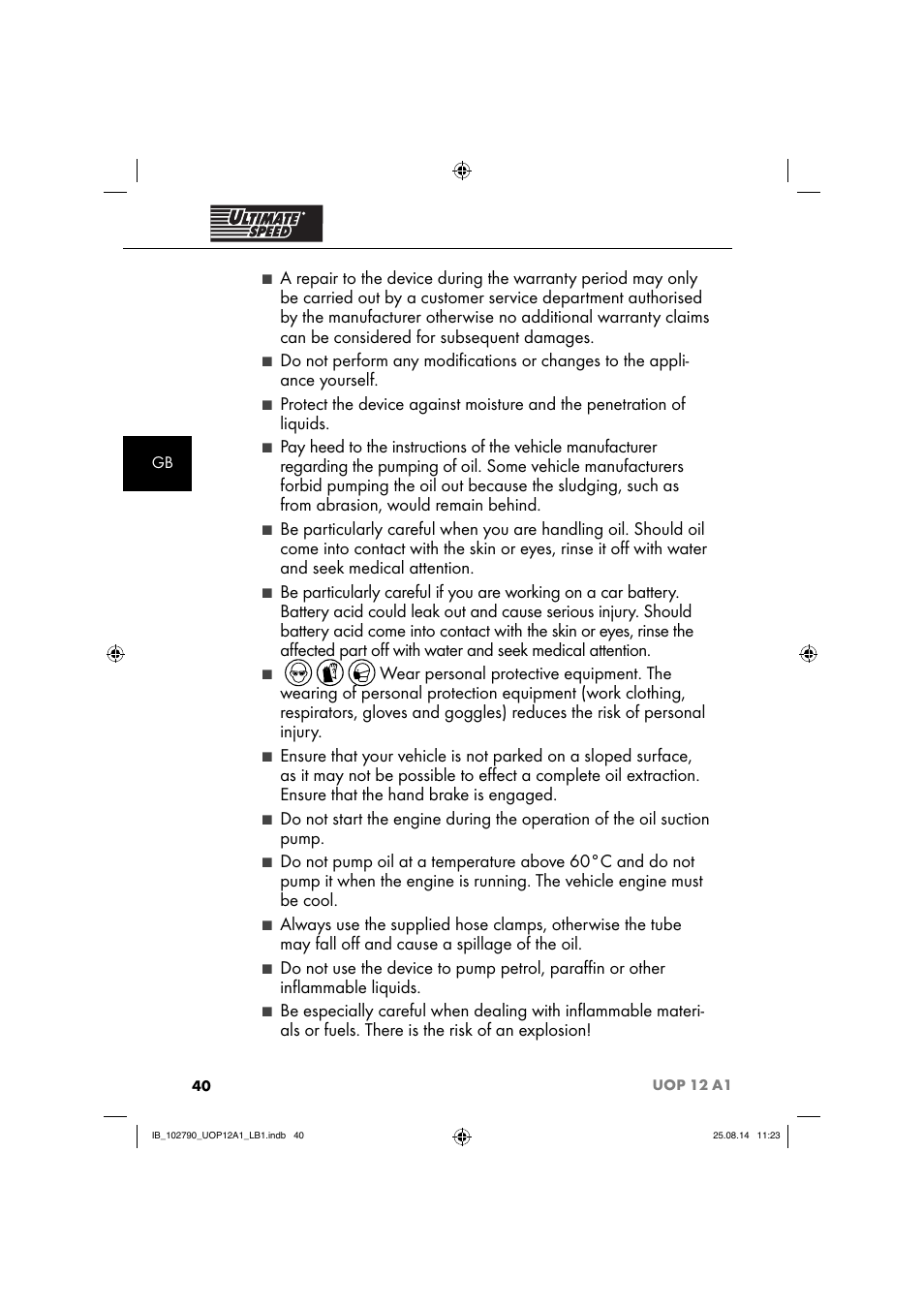 Ultimate Speed UOP 12 A1 User Manual | Page 43 / 52
