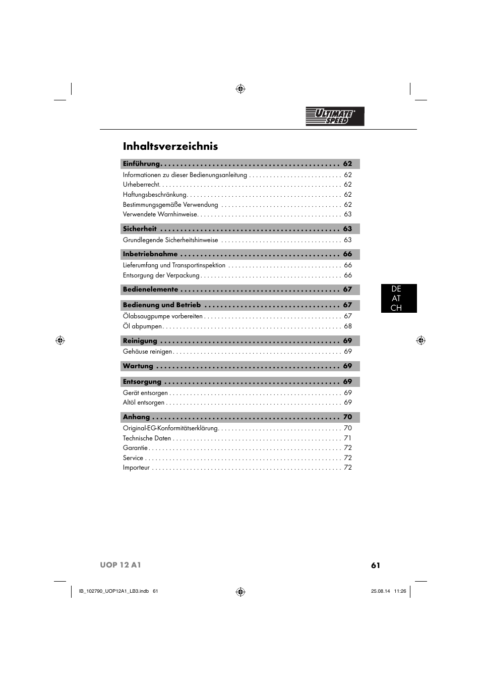 Ultimate Speed UOP 12 A1 User Manual | Page 64 / 76