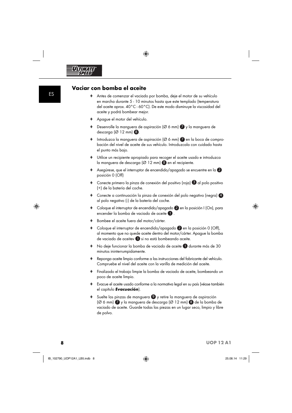 Vaciar con bomba el aceite | Ultimate Speed UOP 12 A1 User Manual | Page 11 / 52