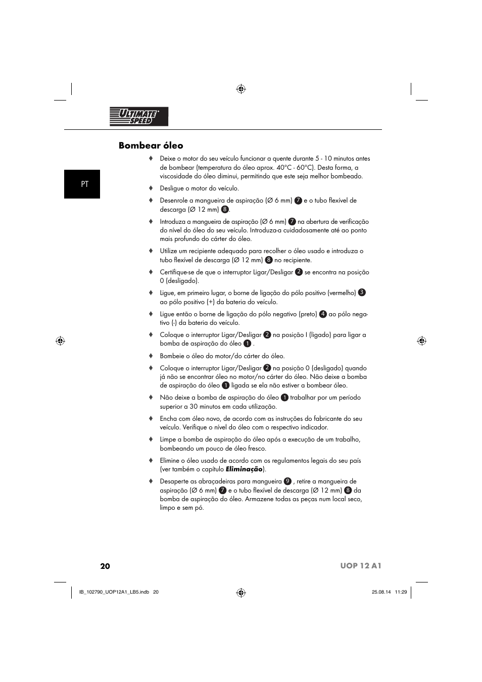 Bombear óleo | Ultimate Speed UOP 12 A1 User Manual | Page 23 / 52
