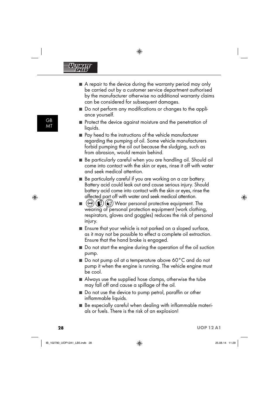 Ultimate Speed UOP 12 A1 User Manual | Page 31 / 52