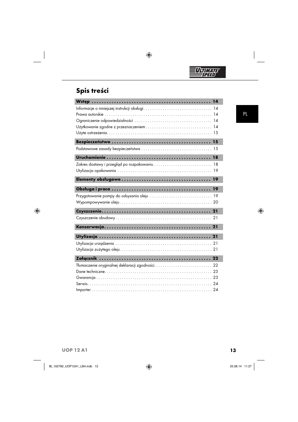 Ultimate Speed UOP 12 A1 User Manual | Page 16 / 88
