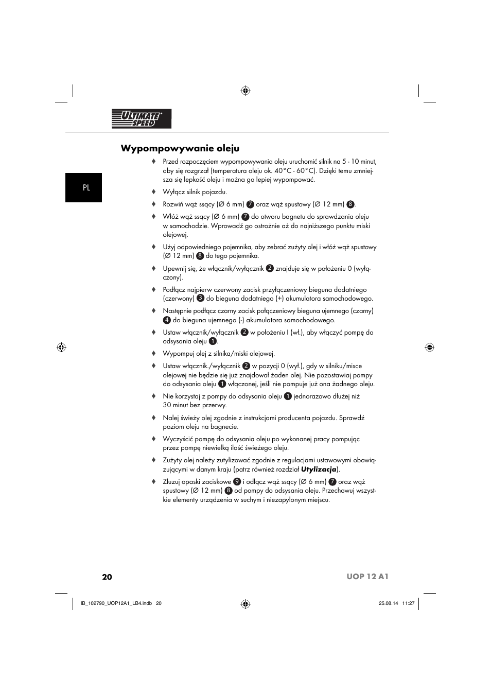 Wypompowywanie oleju | Ultimate Speed UOP 12 A1 User Manual | Page 23 / 88