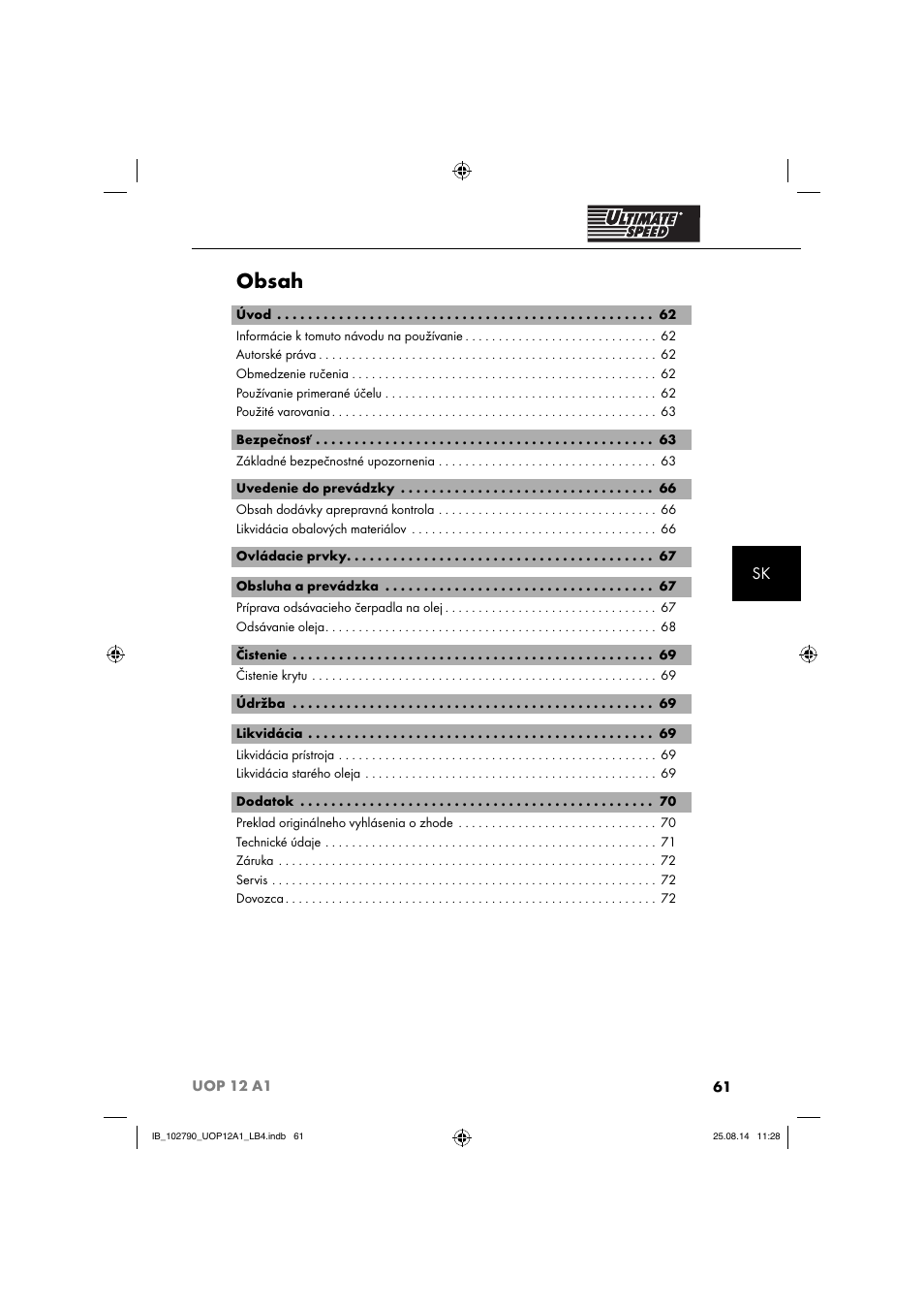 Ultimate Speed UOP 12 A1 User Manual | Page 64 / 88